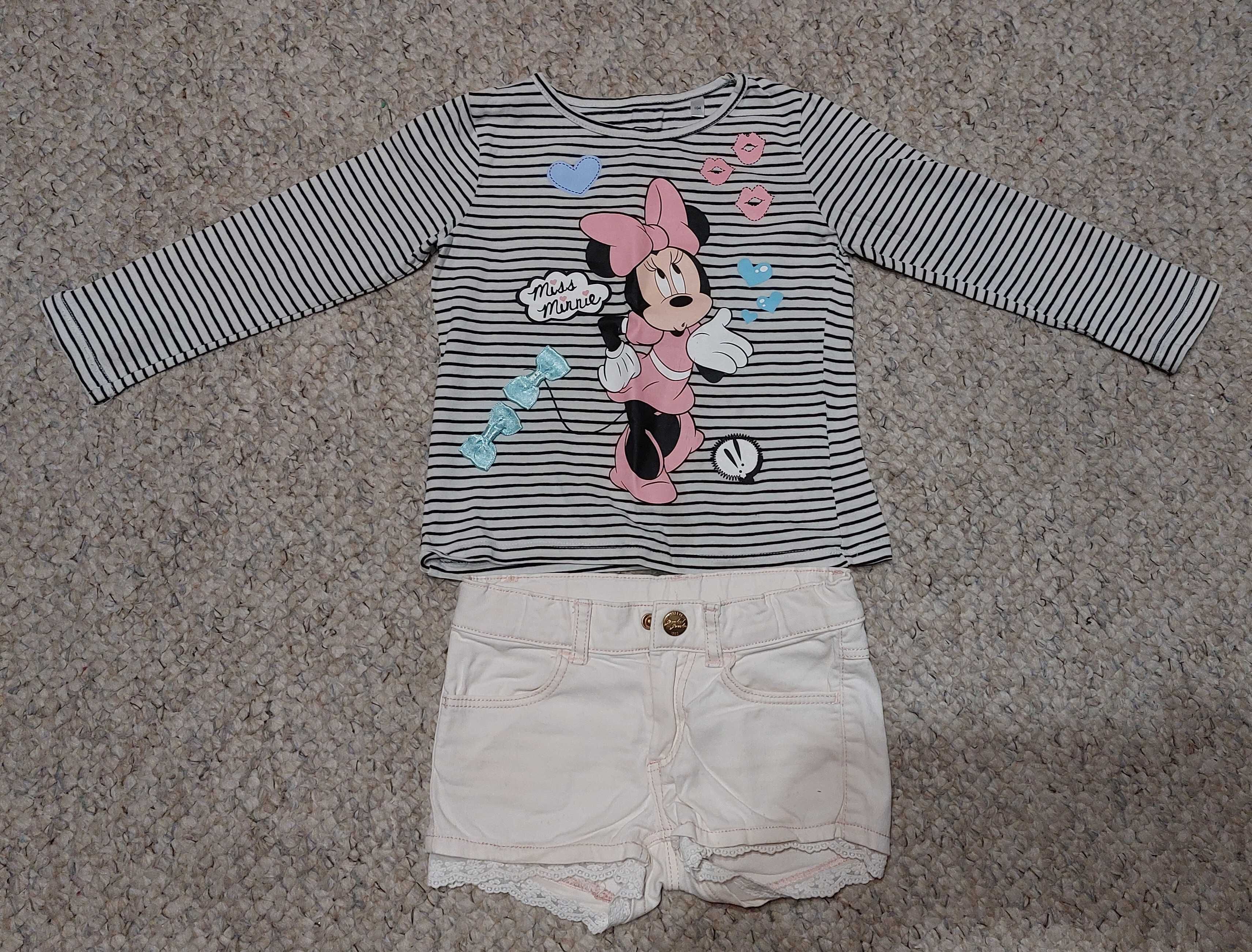 Bluzka Minnie i spodenki szorty H&M rozm. 104