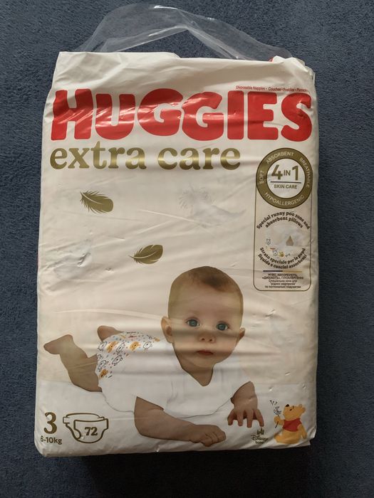 Продам підгузки Huggies extra care 3, 72 штуки. 550 гривень