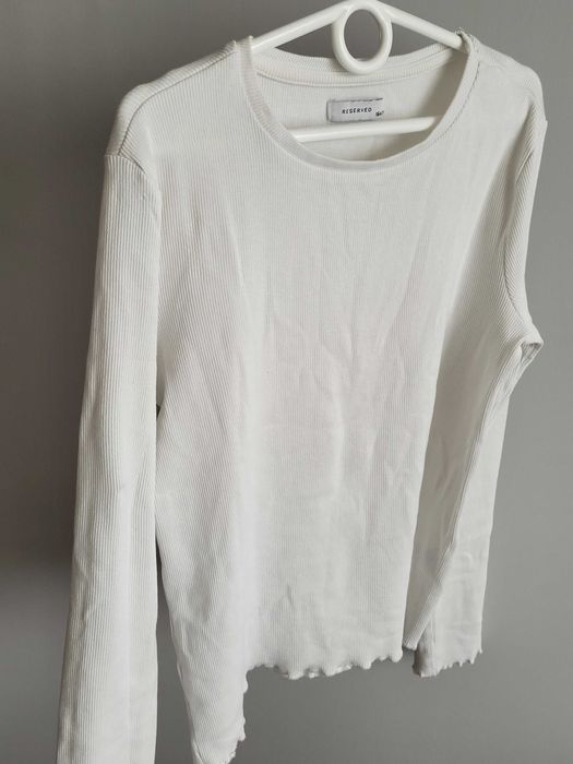 Biała bluzka 164 Reserved prążkowana długi rękaw