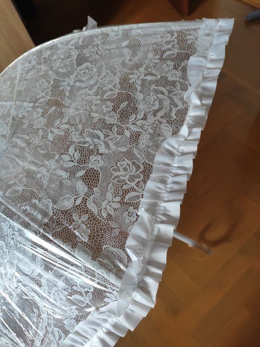 Nowy parasol koronka na ślub duży przezroczysty serca