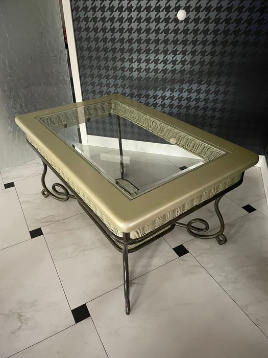 Komplet mebli KLER Rattan Prestige – kuty metal, perłowa zieleń