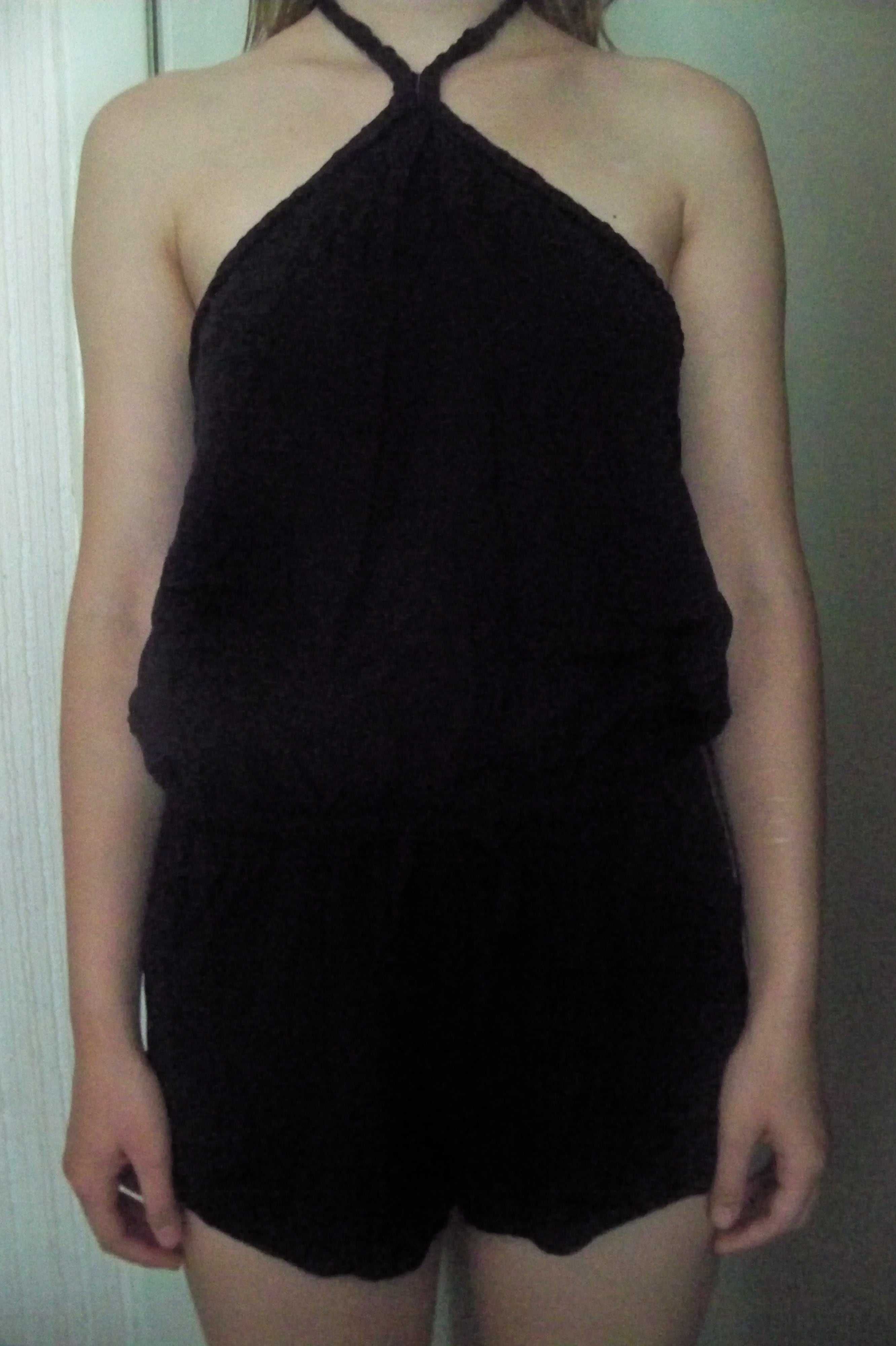 Черный летний комбинезон с шортами,44-46 размер