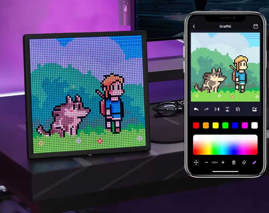Painel LED Pixel Art 64x64 RGB – Smart Display Bluetooth com APP
