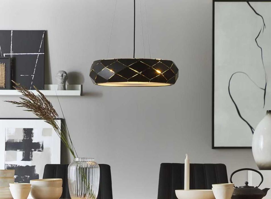 Beliani Lampa wisząca metalowa czarna CESANO