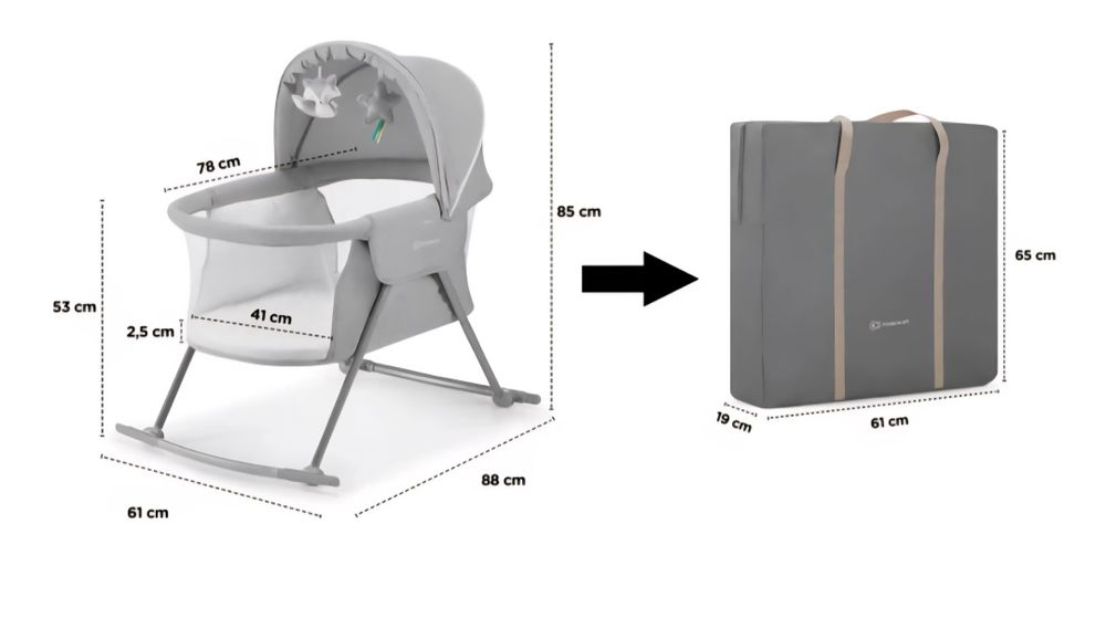 Sprzedam Kinderkraft Lovi łóżeczko z funkcją kołyski Grey