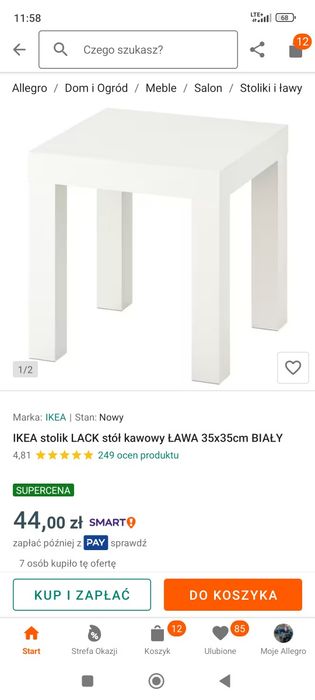 Stolik lack Ikea 35x35 bilay