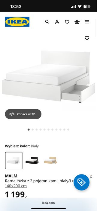 Lozko biale IKEA