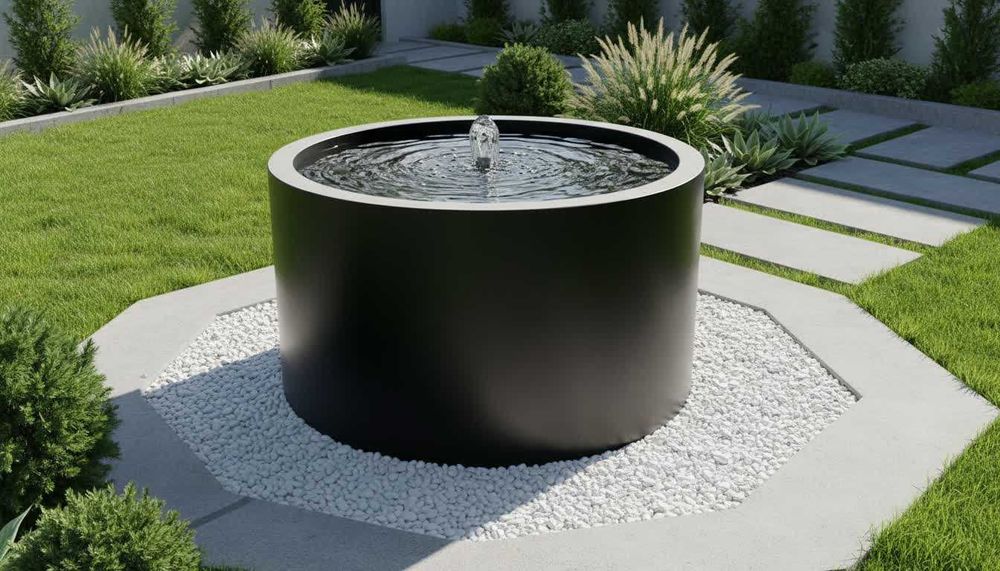 Fontanna ogrodowa z betonu okrągła, nowoczesne fontanny ogrodowe
