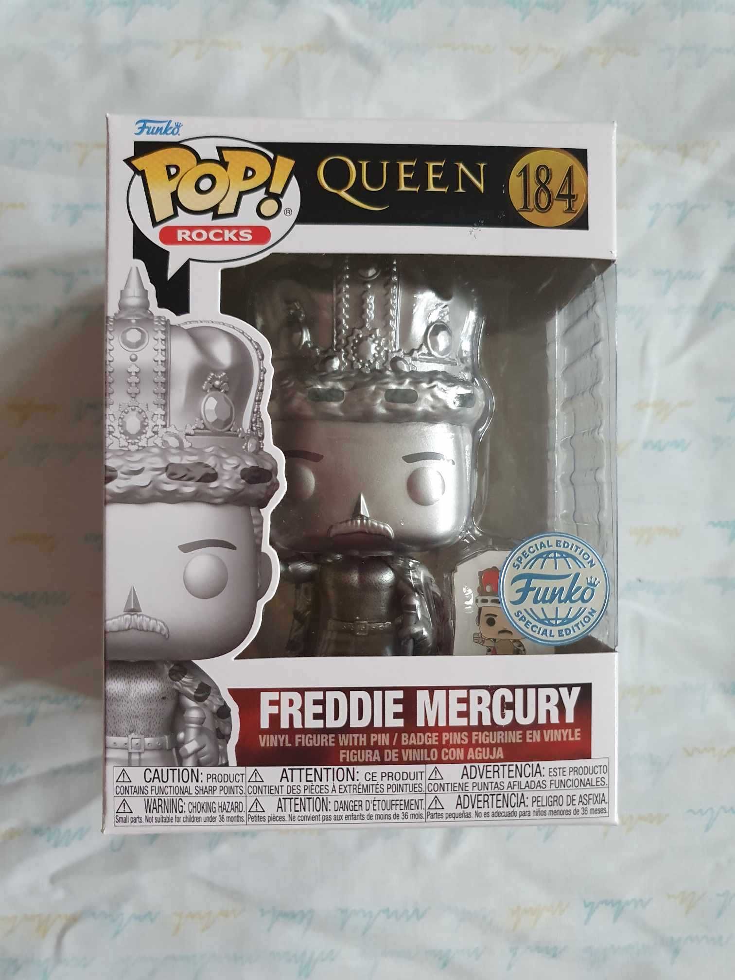 Funko Pop Rocks 184 Queen Freddie Mercury King Platinum with Pin