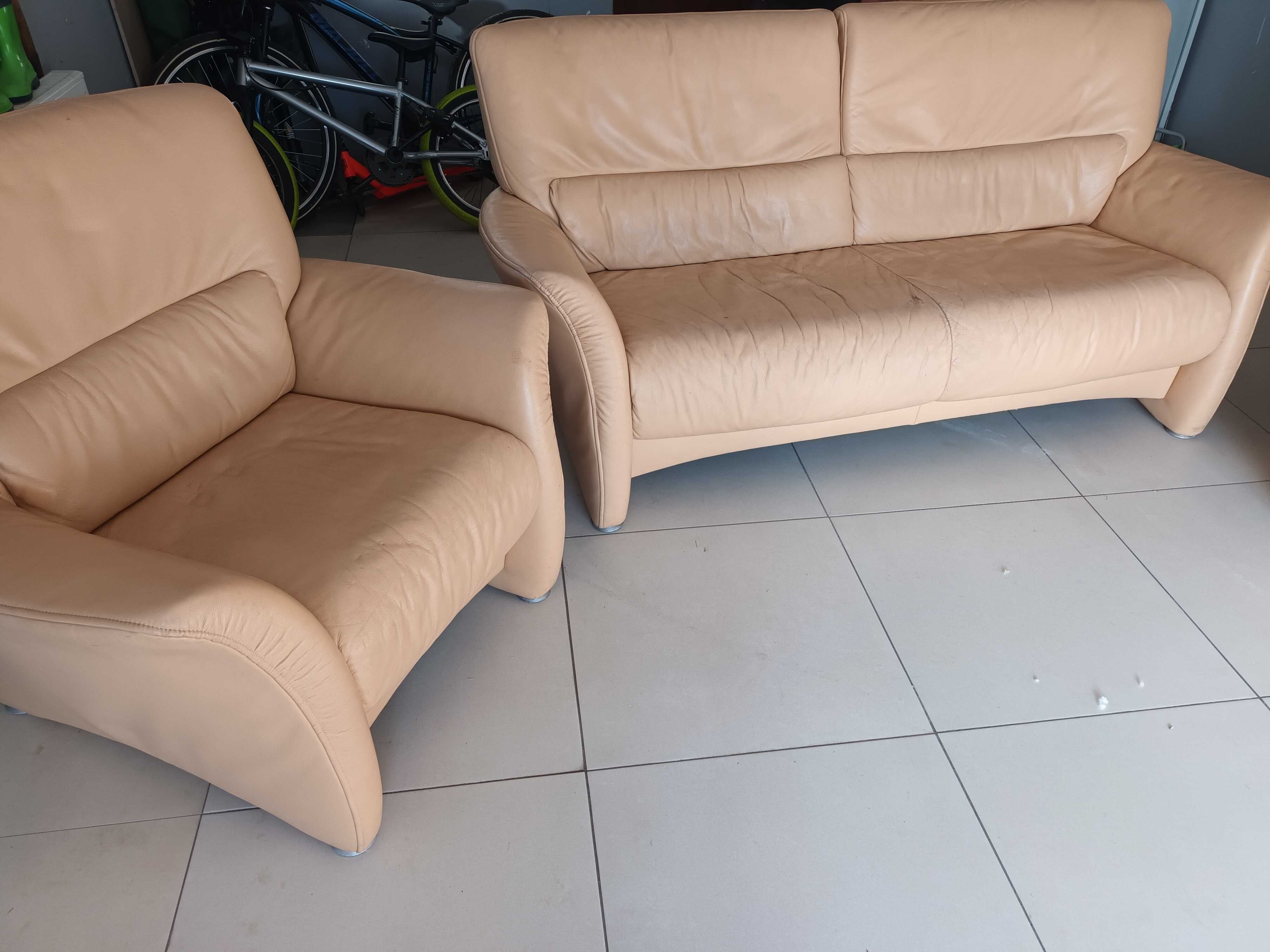 Skórzana kanapa+ 2 fotele