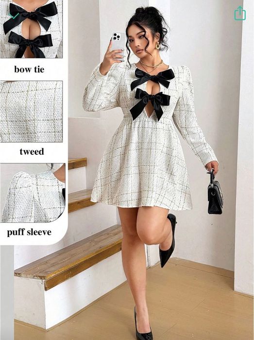 Сукня твід з бантами стильна