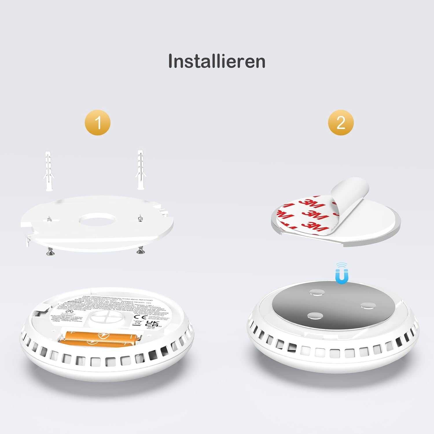 Czujnik dymu smart Wi-Fi/ TUYA, GS558D/ zestaw 2 szt