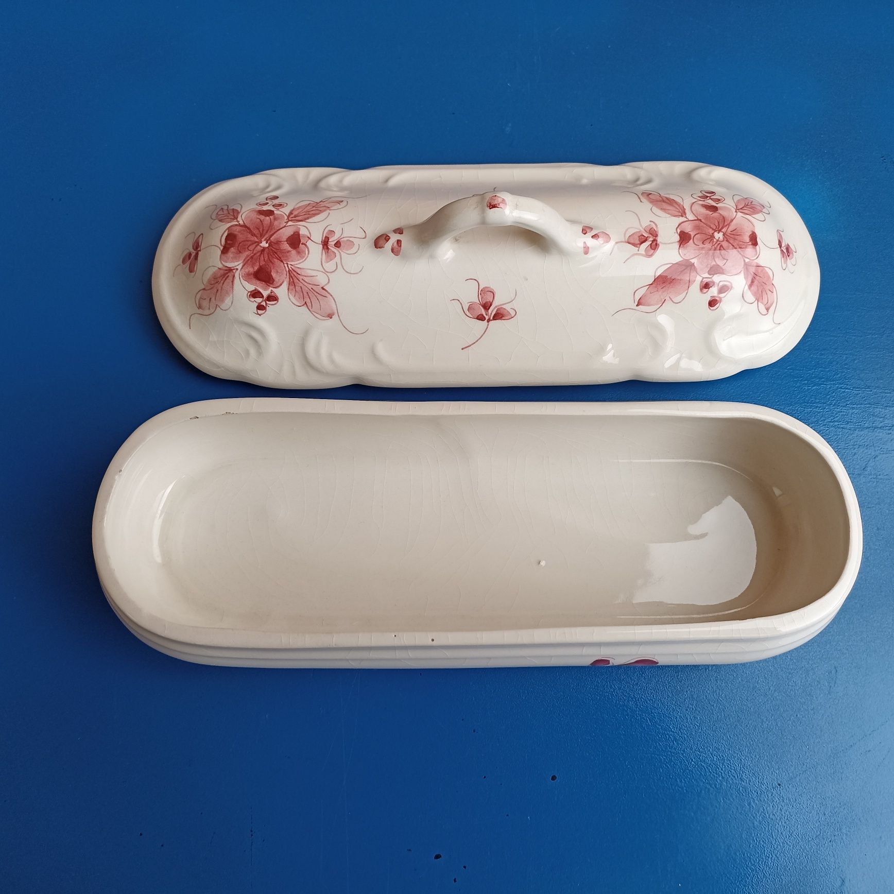 Caixa vintage escovas de dentes Secla Caldas da Rainha motivo floral