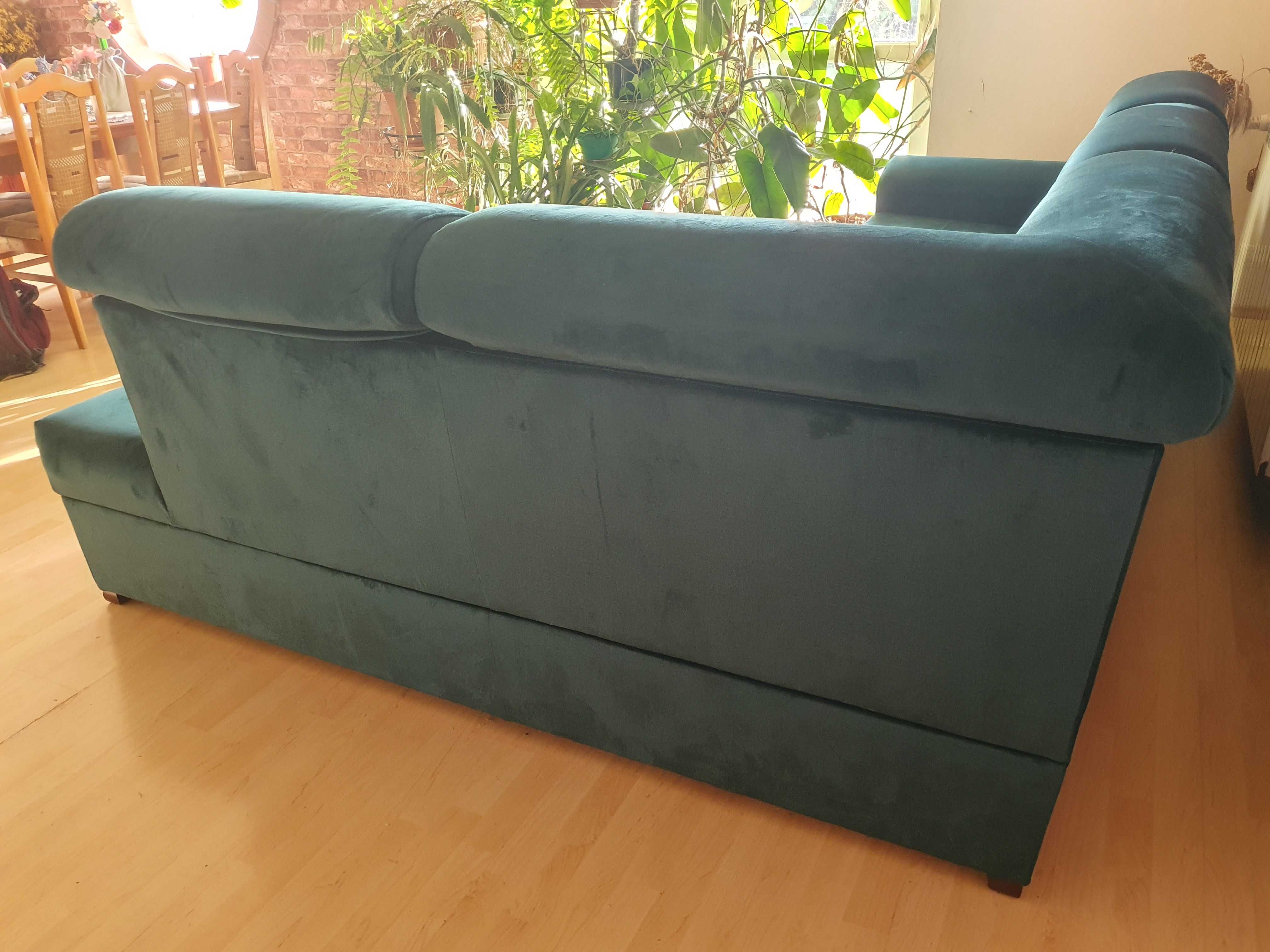 Sofa Ciemnozielona rogówka Riva 274 x 210 prawostronna salonu hit Ikea