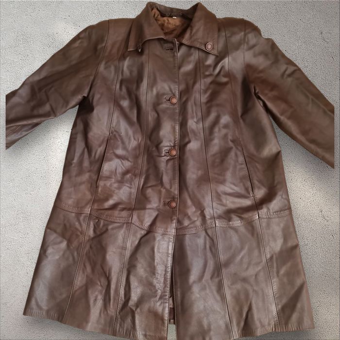 Damski płaszcz skórzany brązowy Vintage