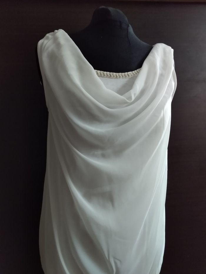 Nowa bluzka ORSAY S biała ecru bez rękawów dekolt woda