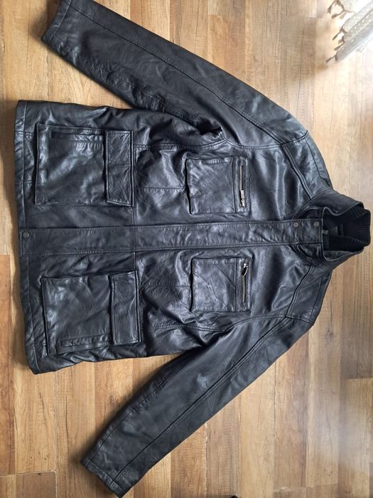Kurtka skórzana XXL czarna męską vintage 100% skóra