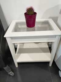Stolik kawowy biały drewno szyba IKEA