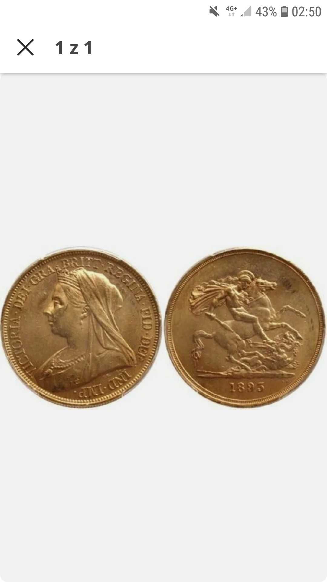 moneta 1895 GREAT BRITAIN VICTORIA złoto 5 pounds