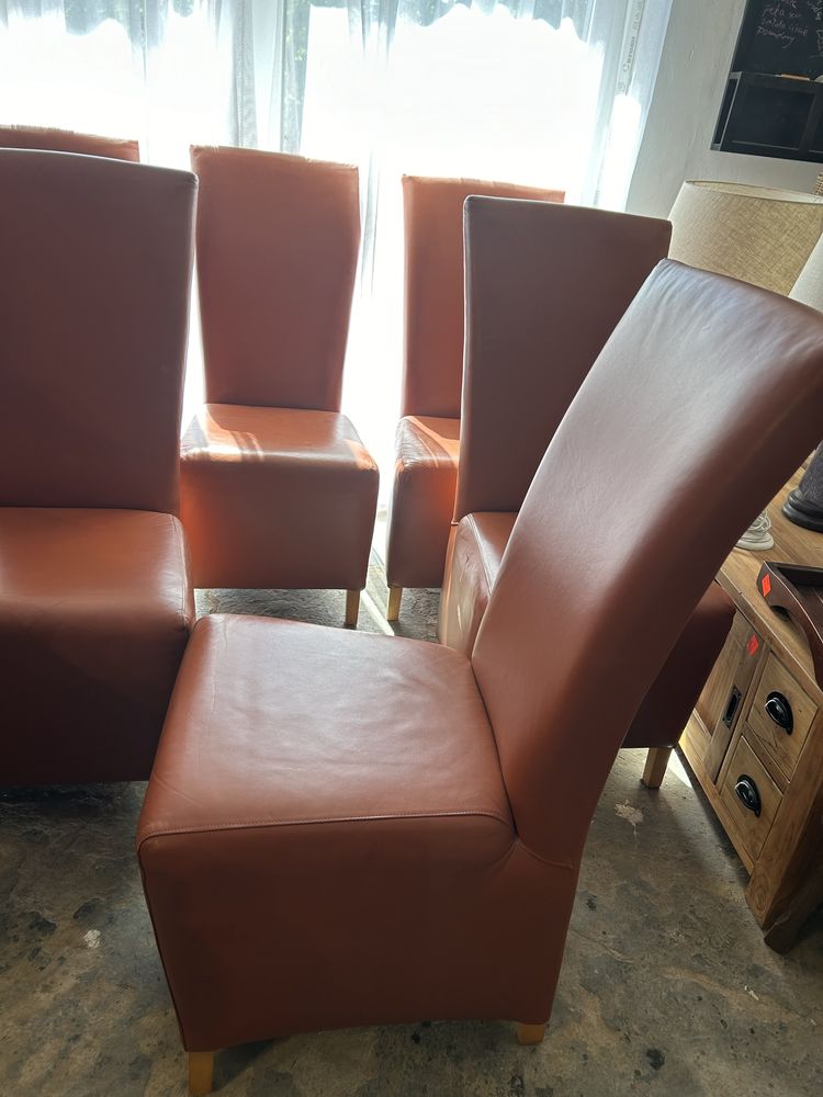 Krzesła skórzane ceglane 6 sztuk