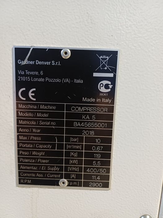 Kompresor śrubowy 5,5 kw Zbiornik 270l