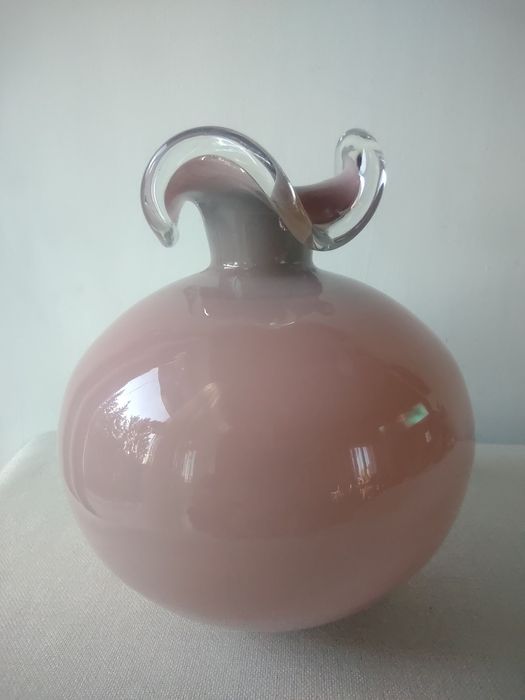 Kolorowe szkło Tarnowiec wazon falbanka kolekcja PRL