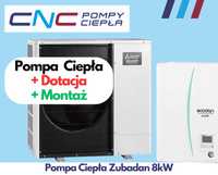 Pompa ciepła Mitsubishi Zubadan 8kW z montażem cała kotłownia