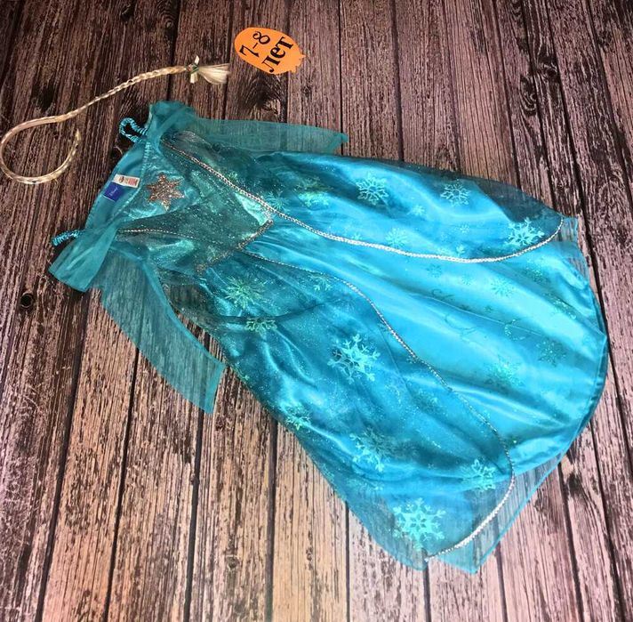 Новогоднее платье Эльза Холодное сердце с косой для девочки 7-8 лет