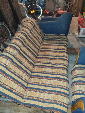 Kanapa sofa rozkładana z dwoma fotelami komplet
