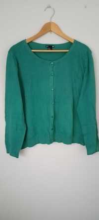 Sweter Ciemno zielony na guziki H&M 100% bawełna