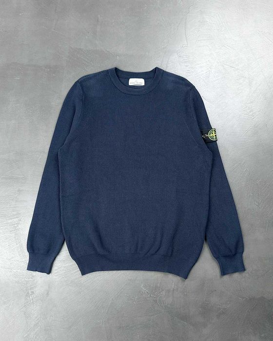 Светр Stone Island 550D8 Ribbed Soft Cotton Sweater Dark Blue SI0128
