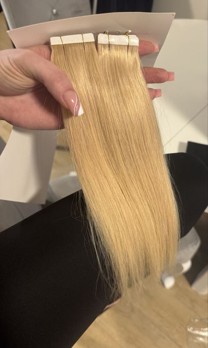 Włosy naturalne tape on kanapki jasny blond 32 cm