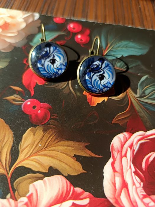 Kolczyki ptaki wrony postarzane vinted lekkie