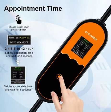 EV Carregador portátil carro type2 conector 8A/16A 1 fase 3.5kw 3m