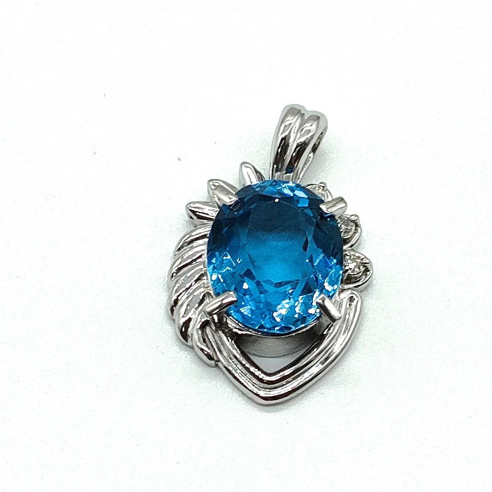 wisiorek platyna 900 topaz diamenty brylanty 5,75 g certyfikat
