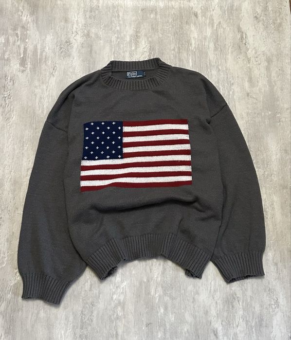 Оригінальний вінтажний светр polo ralph lauren american flag old money