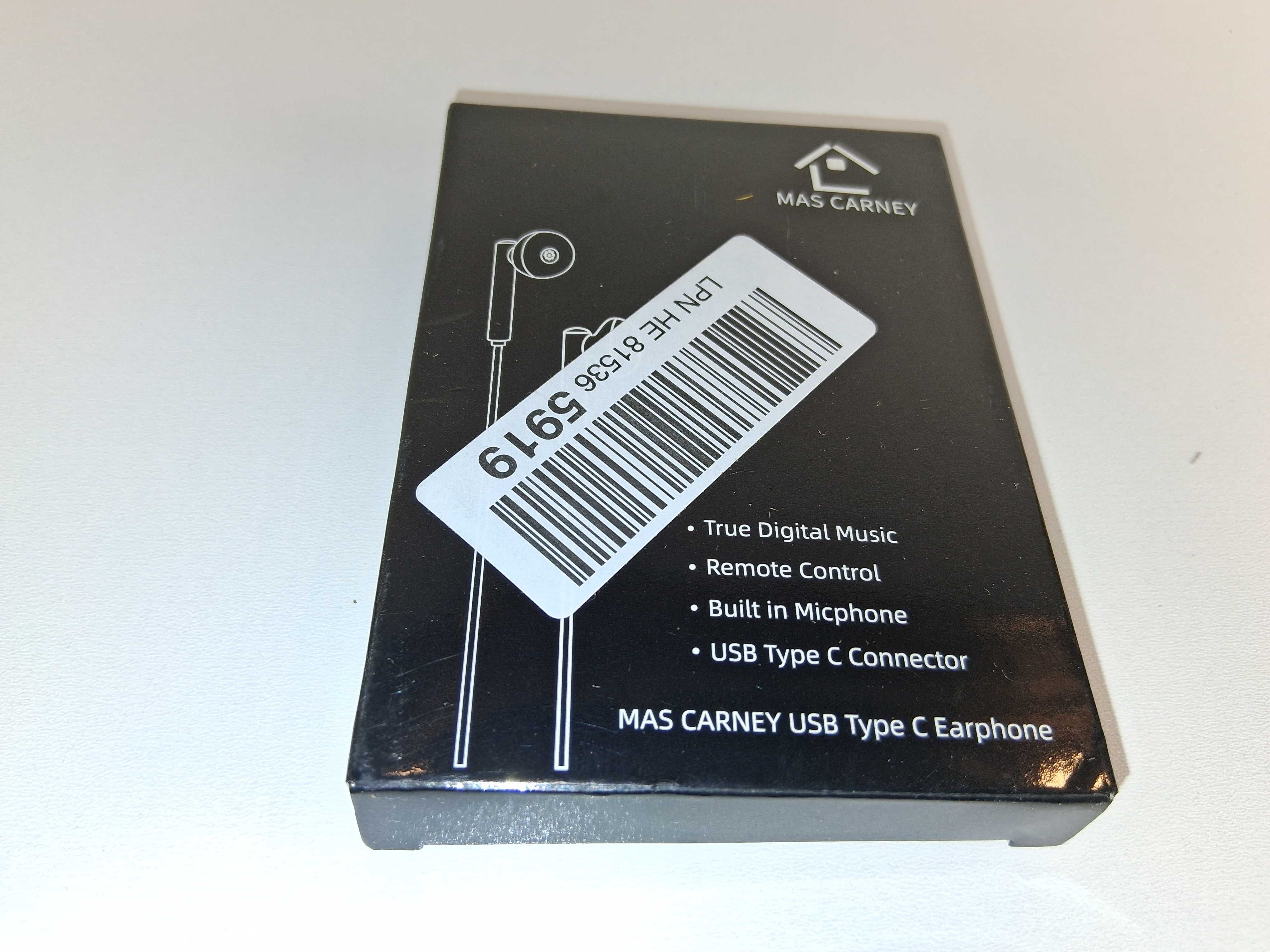 Y005 Słuchawki Mas Carney USB Typ C Mikrofon Pilot Białe Nowe