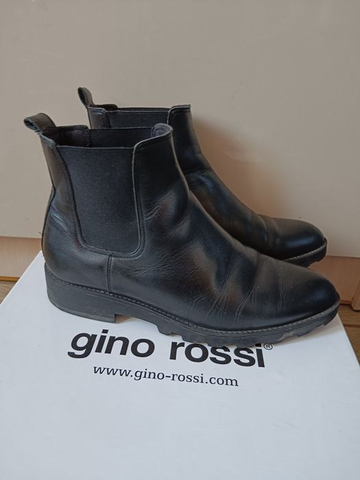 Skórzane czarne sztyblety Gino Rossi