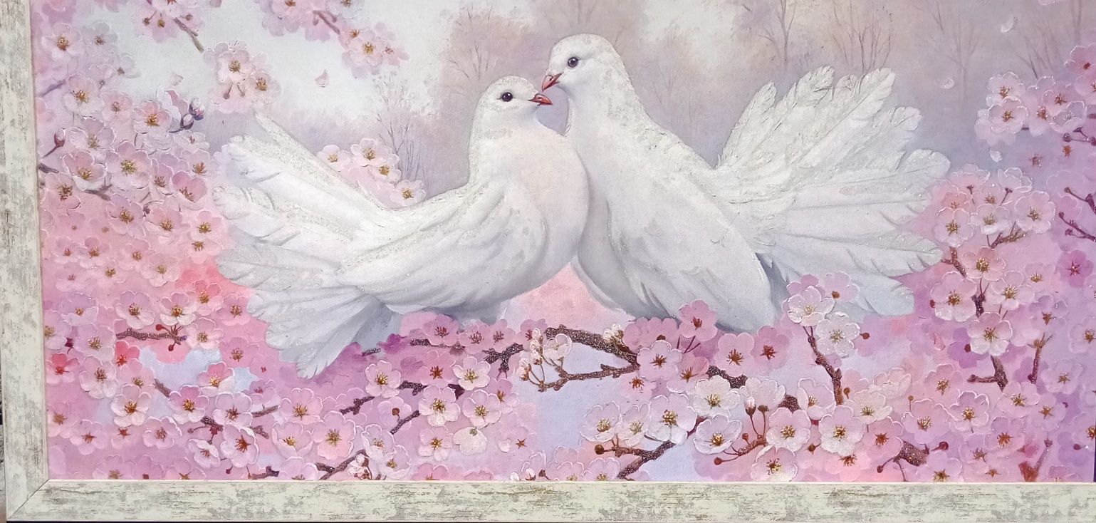 Картина Закохана пара білих голубів