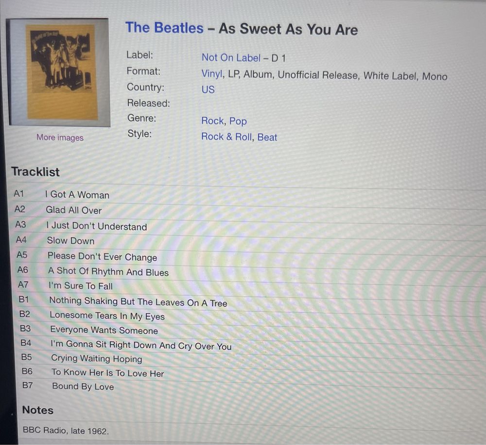 Vinil dos Beatles não oficial