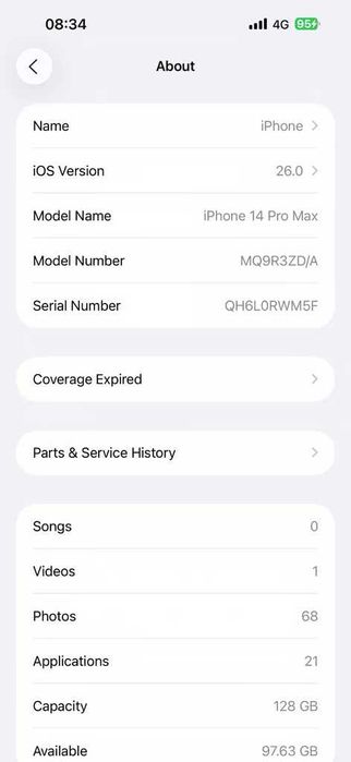 Telefon iPhone 14 Pro Max 128 GB, stan bardzo dobry, kondycja 79%