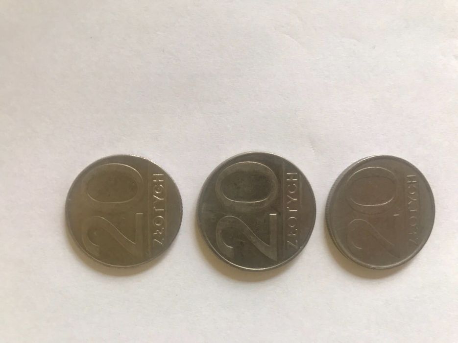 Moneta PRL 20zł r. 1984,1988,1989