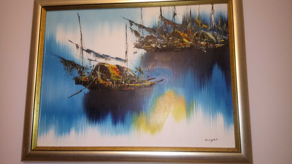 Obraz olejny „Oriental Ships in Blue” .