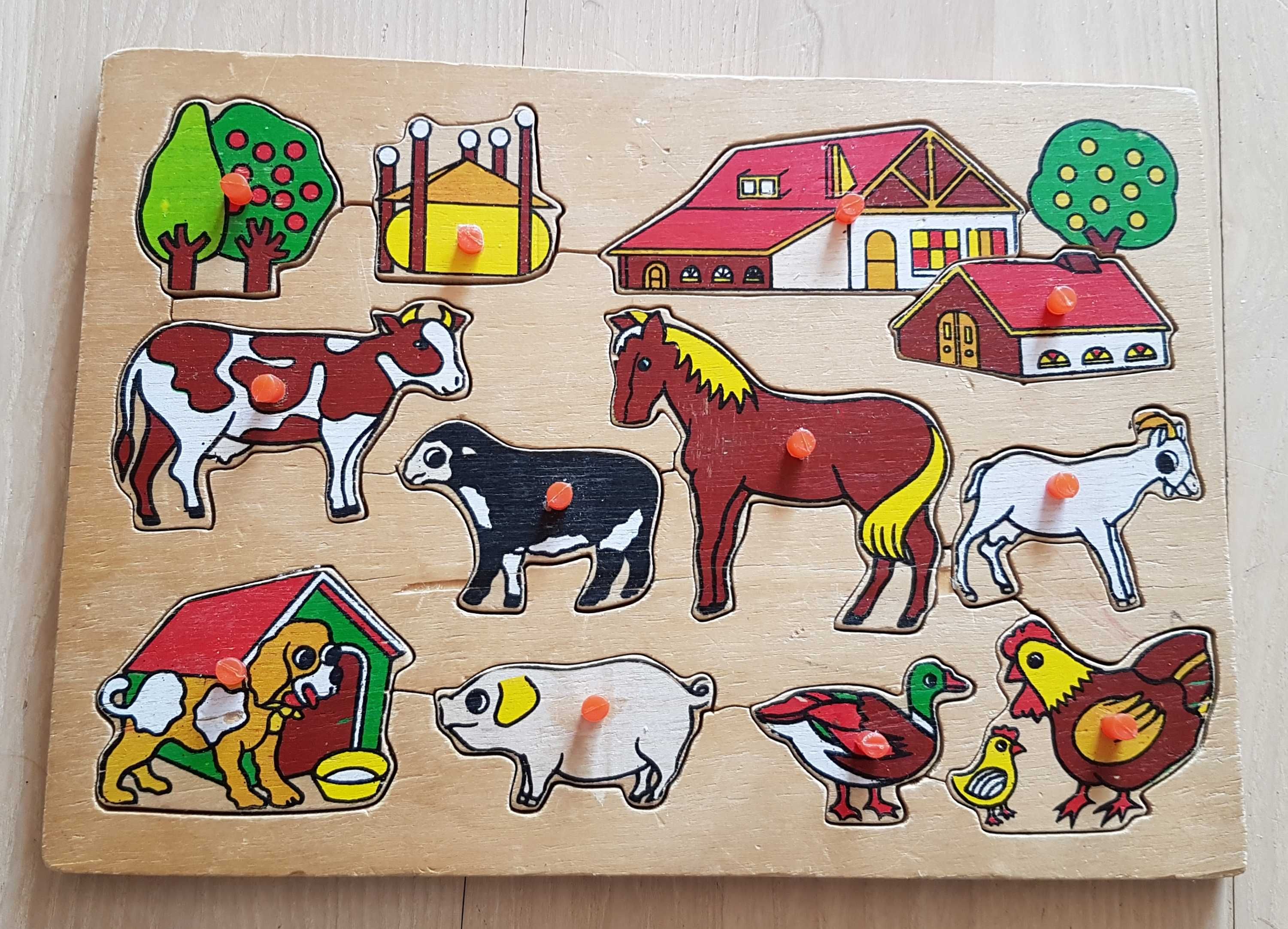 Drewniana układanka zwierzęta na wsi