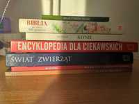 Zestaw książek encyklopedie biblia konie