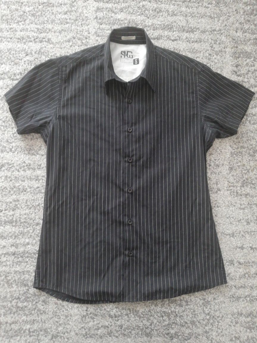 New Yorker Smog koszula męska czarna w paski rozmiar S modna