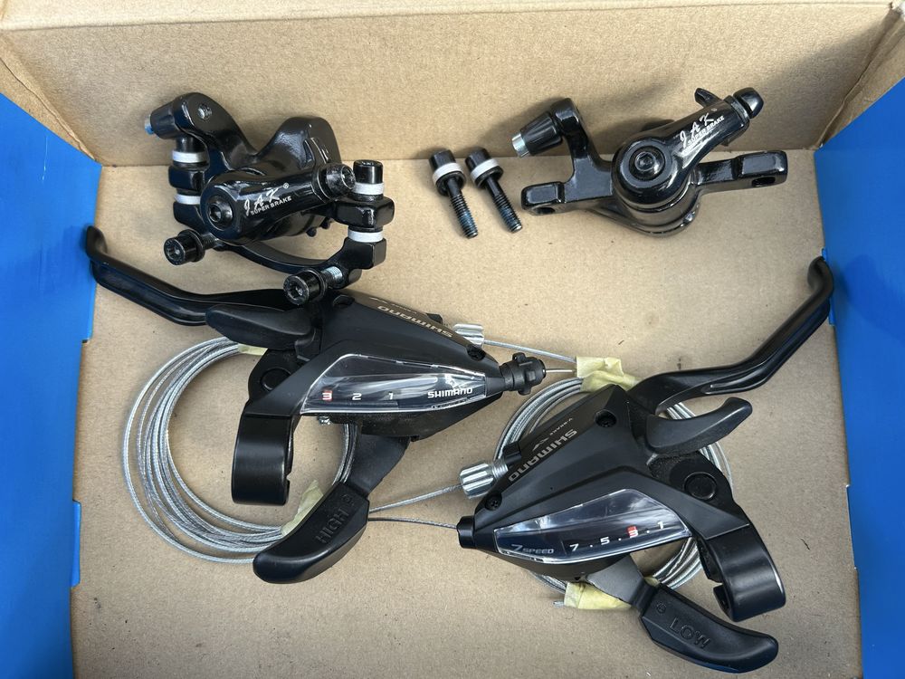 Zestaw Shimano 3x7 + hamulce tarczowe