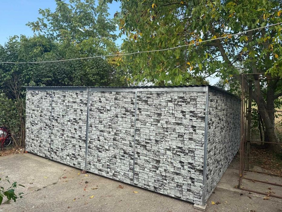 Garaż blaszany 3x5 imitacja kamień