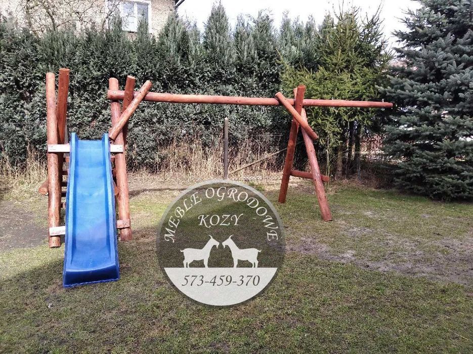 PROMKA! Drewniana huśtawka ogrodowa z grubych bali / Plac zabaw Stelaż