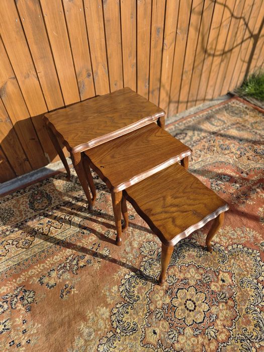 Trojak  dębowe stoliki 3 szt stolik Ludwik #1728  Stylowy Węgrów